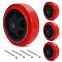 6 Inch Polyurethane Caster Wheels- Polyurethane on Polyolefin Core Wheel with Double Roller Bearing, Casters Set of 4 Heavy Duty with 4800 lbs Capacity, Use for Handling, Industrial Trolleys