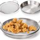 Tlence 10.3" Kitchen Oil Filter Tray, Stainless Steel Air Fryer Mesh Pan, Draining Basket Accessories for Fried Food, Cooking Net Strainer Colander for Barbecue Grill Vegetable Dessert