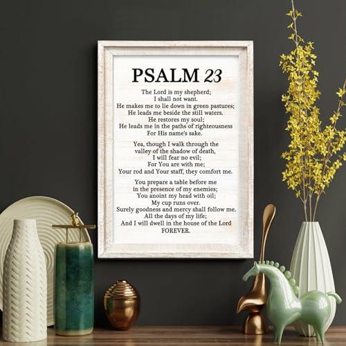 Psalm 93 Rustic Bible Verse Framed Wall Art, 16''×23'' Positive Religious Christian Lords Prayer Sign for God Jesus Christ Prayer, Vintage Holy Horizontal Inspirational Catholic Scripture Decor
