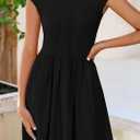 PRETTYGARDEN Women's 2025 Summer Casual Long Dresses Cap Sleeve Patchwork A Line Flowy Modest Elegant Homecoming Maxi Dress (Black, XL)