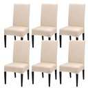 Stretch Chair Covers Set of 6 for Dining Room, 6 Pack Washable Kitchen Chair Protector for Party Wedding, Beige