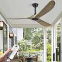 Haipeel 52 Inch Ceiling Fans Without Lights, Wood Ceiling Fan no Light with Remote Control and DC Motor, Indoor Outdoor Ceiling Fan for Patios Farmhouse Propeller Ceiling Fans 3 Blades, Bronze Gray