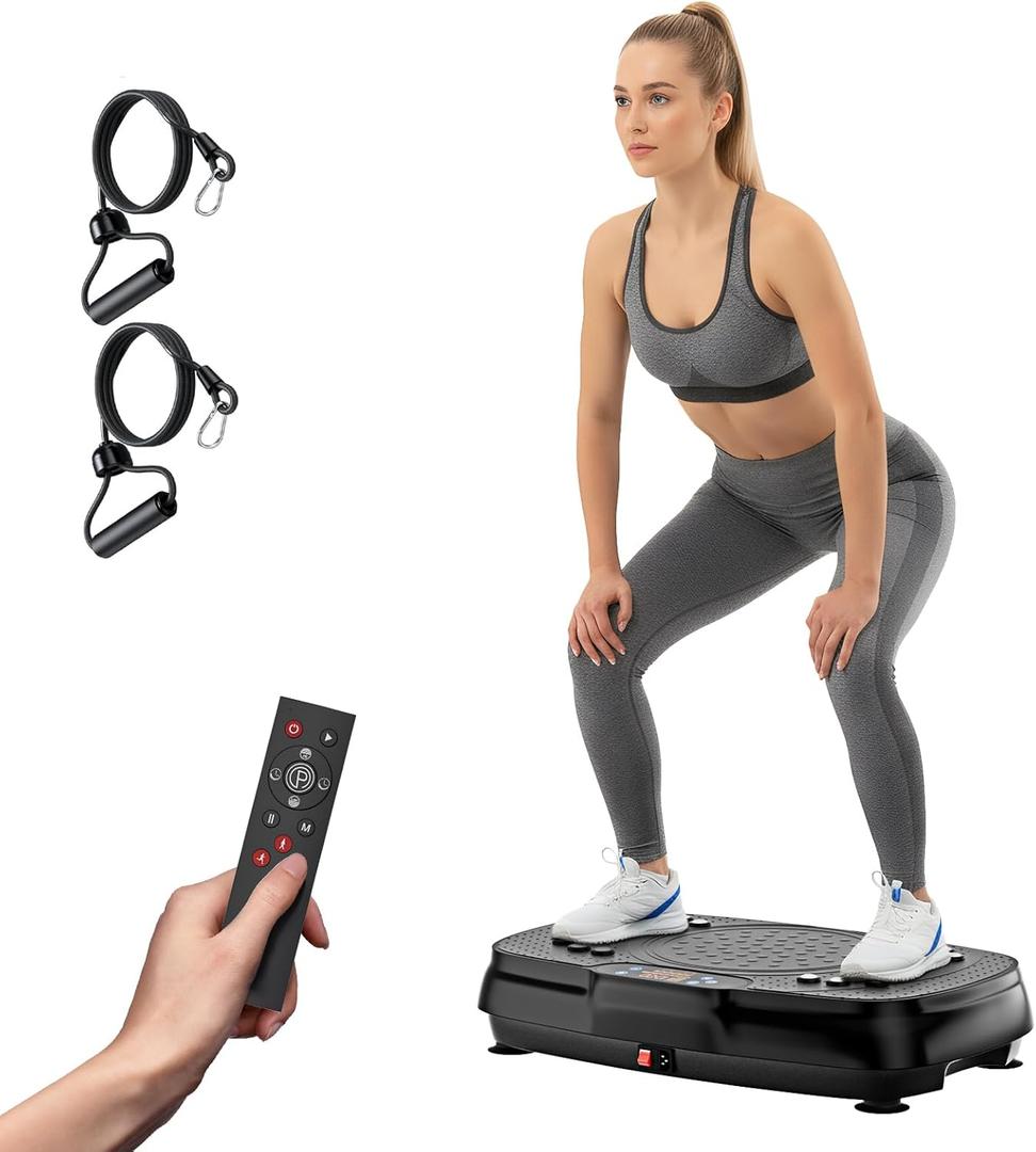 Vibration Plate Exercise Machine: TISSCARE Vibrating Plates for Weight Loss and Lymphatic Drainage, 400lbs Shake Plate Whole Body Workout Platform for Home Fitness Fat Burner Gifts for Women Men (Black)