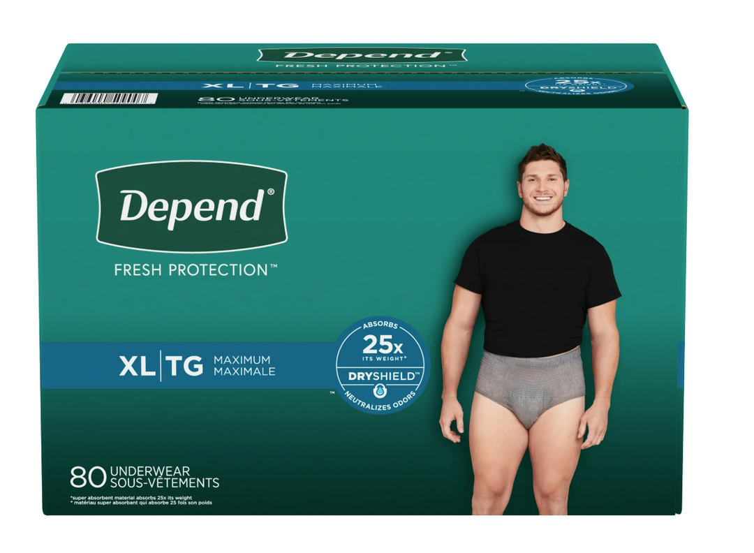 Depend Fresh Protection Adult Incontinence Underwear for Men, Extra-Large - Grey, 80 ct.