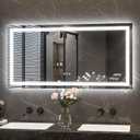 Keonjinn 48" x 24" Lighted Mirrors for Bathroom Wall with Bluetooth Speaker, Frontlit & Backlit LED Bathroom Mirror, Bluetooth Mirror Bathrooms, Tempered Glass, Anti-Fog, 3000K/4500K/6500K, Dimmable