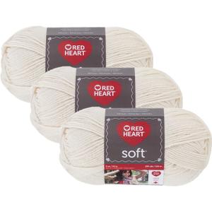 RED HEART Soft Yarn, Off-White (Pack of 3)