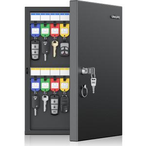 Uniclife 32 Position Key Lock Box, Wall Mount Key Box, Car Key Organizer with Writable Key Racks and Tags, Security Key Cabinet, Car Key Holder Storage Box for Office Hotel & Company (Black)