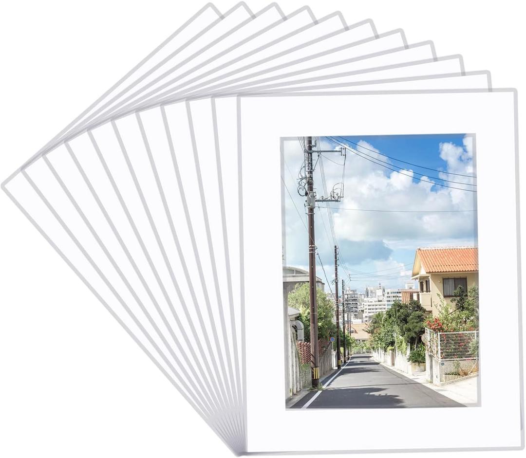 Prudiut 15 Pack 5x7 White Picture Mats, Frame Mattes for 4x6 Pictures Display Photo Frame Mat Core Bevel Cut Mat Board Show Kit for Photos, Prints, Artworks