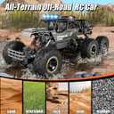 Large Size RC Cars, Rock Crawler RC Truck with 2 Rechargeable Batteries, 6 Wheel Remote Control Monster Truck, Durable Metal Body & LED Headlights, Boy Toys for 4-7, 8-12 Kids & Adults