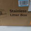 Stainless Steel Litter Box with High Sides, Extra Large Metal Cat Litter Pan for Big Cats, XL Litter Box with Scoop, Non-Stick Easy Clean Anti-Leak Kitty Litter Pan, Odor Control Open Top Design
