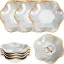 8 Pcs Lotus Leaf Ceramic Ring Dish Jewelry Dish Holder Small Trinket Tray Plate for Earrings Necklaces Bracelet Key