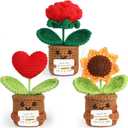 Thank You Gift Positive Crochet Flower Heart Plant Emotional Support Sunflower Inspirational Handmade Knitted Doll with Card Motivational Crochet Present for Teacher Coworker Family Thanksgiving