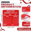 Fuyoooo 1000 Pcs Adhesive Drug Name Label Medication Stickers 2.5" x 2.5" Veterinary Medication Instruction Label Added to I. V. for Medical Pharmacy Healthcare Medicine, Fluorescent Red