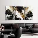 3Pcs Abstract Marble Canvas Wall Art Picture Black White Gold Texture Poster Print Modern Painting Wall Decor for Bedroom Living Room Office 12x16in Framed