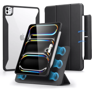 ESR for iPad Pro 13 Inch Case (M5/M4) 2025/2024, Removable Magnetic Cover, Vertical Stand, Fully Supports Pencil Pro and Pencil(USB-C), Rebound 360 Series, Black