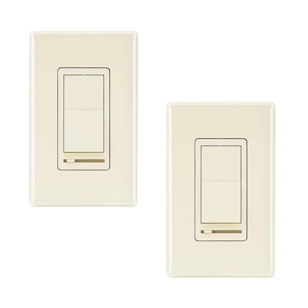 CLOUDY BAY in Wall Dimmer Switch for LED Light/CFL/Incandescent,3-Way Single Pole Dimmable Slide,600W max Incandescent,150W max Dimmable LED/CFL, Cover Plate Included,Almond,2 Pack