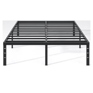 NEW JETO Metal Bed Frame,Queen Size Bed Frame with Storage Space,Heavy Duty Sturdy Mattress Foundation, Easy Assembly,No Box Spring Needed, Black, Queen
