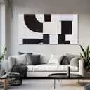 AERART Abstract Canvas Wall Art Maximalist Decor Black White and Grey Irregular Shape Home Decor Abstract Artwork Wall Decor Artwork for Bedroom Living Room Decoration Home Kitchen Office 24" X 48"