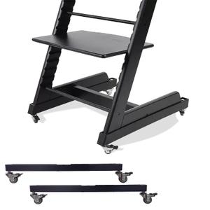 High Chair Wheels - Universal Swivel Casters for Stokke Tripp Trapp: Enhance Mobility & Convenience with 360 Silent Wheels, Safety Locks & No-Scratch Design, No-Drill Installation -Black