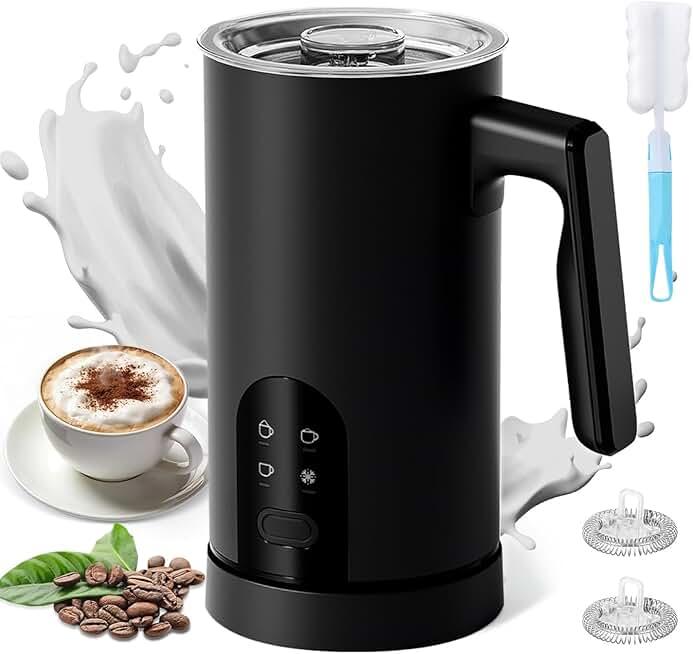 Milk Frother and Steamer, 4-in-1 Automatic Electric Milk Frother 11.8oz/350 ml, Instant Hot and Cold Foam Maker, Milk steamer Heater Foamer Warmer for Coffee, Cappuccino, Macchiato, Latte