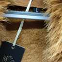 Bellivera Women Faux Leather Trench Coat Fleece-Lined Mid-length Jacket with Detachable Fur Collar (Large, Brown)