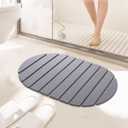 Asou Stone Bath Mat Bathtub Mat Foldable Diatomaceous Earth Bath Mat Anti-Skid Absorbent Quick Drying Floor Mat for Bathtub Bathroom Kitchen (Dark Gray)