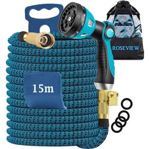 100FT  Extendable Garden Hose, Extendable Hose, Garden Hose, Flexible, Retractable Garden Action (Lake Blue)