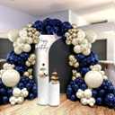 Navy Blue Balloon Garland Double Stuffed Pearl White Royal Blue Balloons Dark Navy Gold Balloon Arch Kit for Birthday New Year Baby Shower Bridal Wedding Graduation Party Decor