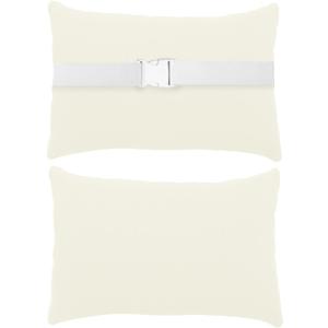 Chaise Lounge Head Resting Pillows, Waterproof Head Support Pillow with Insert Adjustable Elastic Stripe for Garden Furniture Decorative 2 Pack, Beige