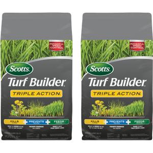 Scotts Turf Builder Triple Action1 - Weed Control, Lawn Weed Killer, Crabgrass Preventer, and Grass Fertilizer for Lawns, Covers 4,000 sq. ft., 11.31 lb. (2-Pack)