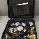 Hydraulic Pressure Test Kit with 5 Gauges(Max 10000 PSI), 13 Test Couplings 14 Tee Connectors 5 Test Hoses, Hydraulic Gauge Tester Set for Excavator, Construction, Machinery