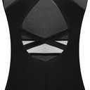 Girls’ Ballet Dance Leotard Tank Leotards Sleeveless, Mesh Waist, Crisscross Straps Back(SM23617-06-L)