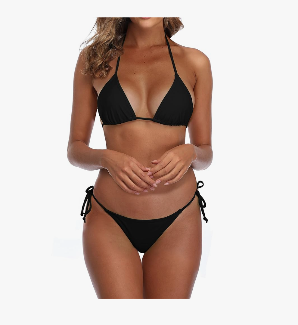 Bikini Swimsuit for Women Black Brazilian String Bikinis Bathing Suit Triangle Top Bathing Suits Swimsuits XL