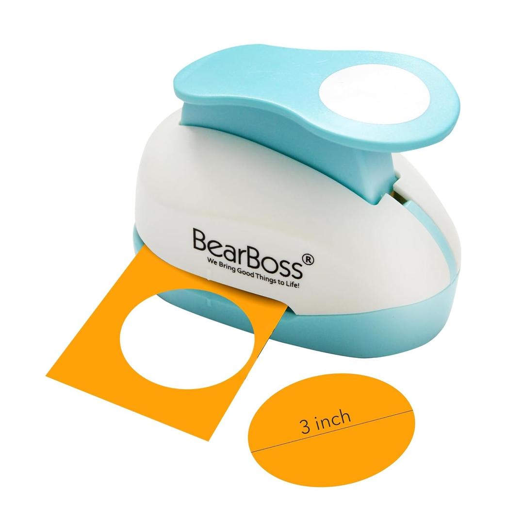 BearBoss 3 Inch Circle Punch, Hole Punch Shapes, Paper Punch Set for Scrapbooking Festival Paper Greeting Card DIY Albums Photos (Classic White)