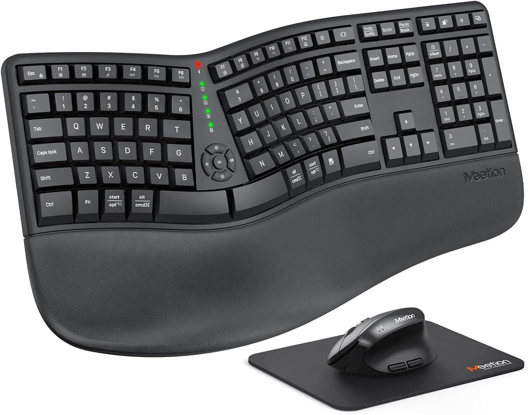 MEETION Ergonomic Keyboard and Mouse Combo, Split Design, Vertical Mouse