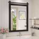 Farmhouse Bathroom Mirror, 24"x36" Black Rustic Bathroom Mirrors