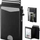 typecase Flip Pop Up Wallet for Men Card Holder: Smart Privacy & lD Display Mode, RFID Blocking, Slim Genuine Leather, Minimalist Front Pocket - 8 Cards Capacity | ID Window | Money Clip (Black)