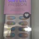 BTArtbox Press On Nails Short Ombre- Flower Almond Press On Nails with Glue for Women, Opaque Soft Gel Glue On Nails in 16 Sizes - 32 Stick On Nails Kit, Garden Party