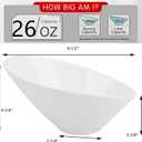 Yesland 2 Pack Porcelain Angled Serving Bowls - 26 oz White Salad Bowls - Ceramic Pasta Bowls for Cereal, Soup, Salad, Rice, Prep