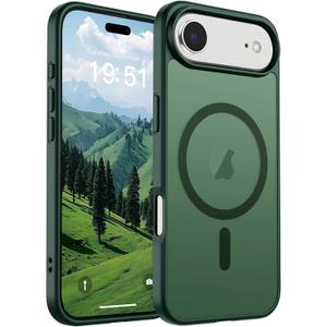 SUPFINE Magnetic for iPhone Air Case (Compatible with MagSafe)(Military Grade Drop Protection) Slim Translucent Matte Shockproof with Anti-Fingerprint Phone Cover for 17 Air,Forest Green