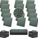 Outdoor Cushion Covers Set,14PCS Patio Furniture Couch Seat Slipcovers, Replacement for Sofa Sectional Chair(Cover Only)