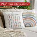 Boho Inspirational Throw Pillow Covers, Boho Classroom Decor, Sign Language Alphabet Rainbow Decorative Pillowcases Cushion Cases for Kids Nursery Room Decor, 18x18 Pillow Covers Set of 2
