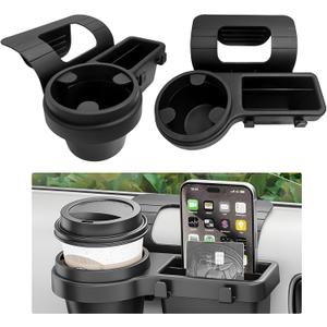 2 PCS Car Window Multifunctional Storage Organizer, Vehicle Door Side Hanging Storage Rack with Cup Holder, Auto Window Mount Organizer for Cell Phone Earphone Key Water Cup
