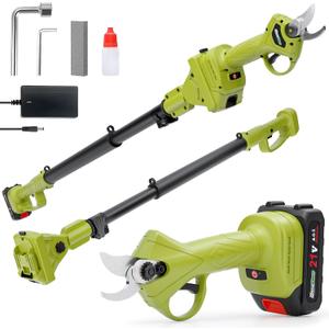20V 2-in-1 Brushless Pole Pruning Shear, Battery Powered Cordless Electric Pruning, Reach to 13-ft, 1-Inch Cutting Diameter Tree Pruner(Battery and Fast Charger Included)