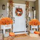 18 Bundles Artificial Flowers for Outdoors UV Resistant Fake Flowers Realistic Faux Flowers Artificial Plants Outdoor for Fall Indoor Garden Patio Window Box Kitchen Home Autumn Decor (Orange)