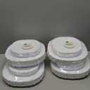 PLASTICPRO 128 Pack Elegant Disposable Plastic Plates Combo Set Includes 64 Dinner Plates and 64 Salad Plates Heavy Duty Fancy Party Plates Black & Gold Contemporary Design