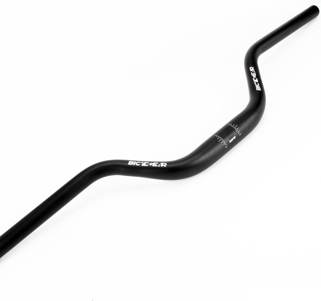 25.4 Mountain Bike Handlebar 640mm, 100mm Rise Bicycle Handlebar 10 Backsweep Aluminum Riser Handle Bars for E Bike, Dirt, Fixie Gear, Motorcycle, BMX, Cruiser, MTB, 1 inch