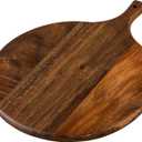 SOFE Walnut Wood Pizza Serving Board, 12" Round Thick Cutting Board with Handle, Decorative Wooden Chopping Boards for Kitchen, Cheese/Charcuterie Board for Bread, Vegetables, Fruit, Meat (Brown-15.7" x 11.8" x 0.8")