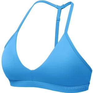 YEOREO Sports Bras for Women Strappy Padded Halter Ericie Open Back Light Impact Deep V Neck Yoga Workout Gym Tops (Small, Blue)