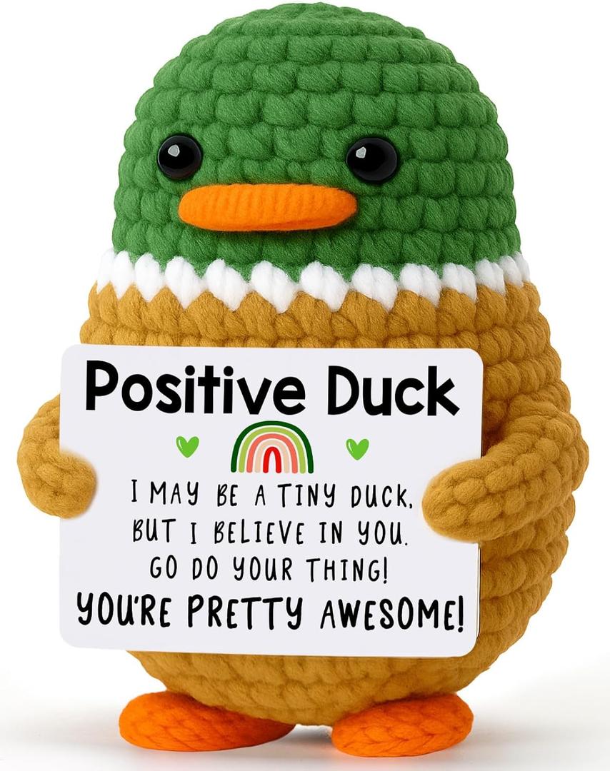 MBL Emotional Positive Support for Women - Small Funny Inspirational Crochet Mallard Duck Potato Pickle Birthday Christmas Stocking Stuffers Xmas Holiday Relaxation Gifts for Men Daughter Teens Friend